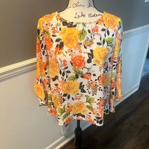Kasper 3/4 Sleeve Carrie Blouse | KASPER Floral Blouse